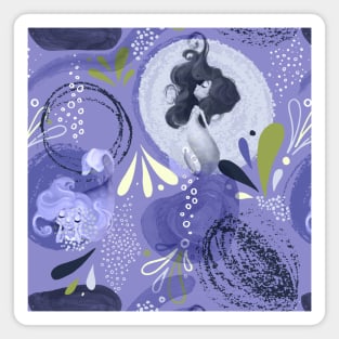 Whimsical Mermaids on Abstract Purple Background Magnet